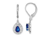 1.00 Carat (ctw) Natural Blue Sapphire Dangle Earrings in Sterling Silver